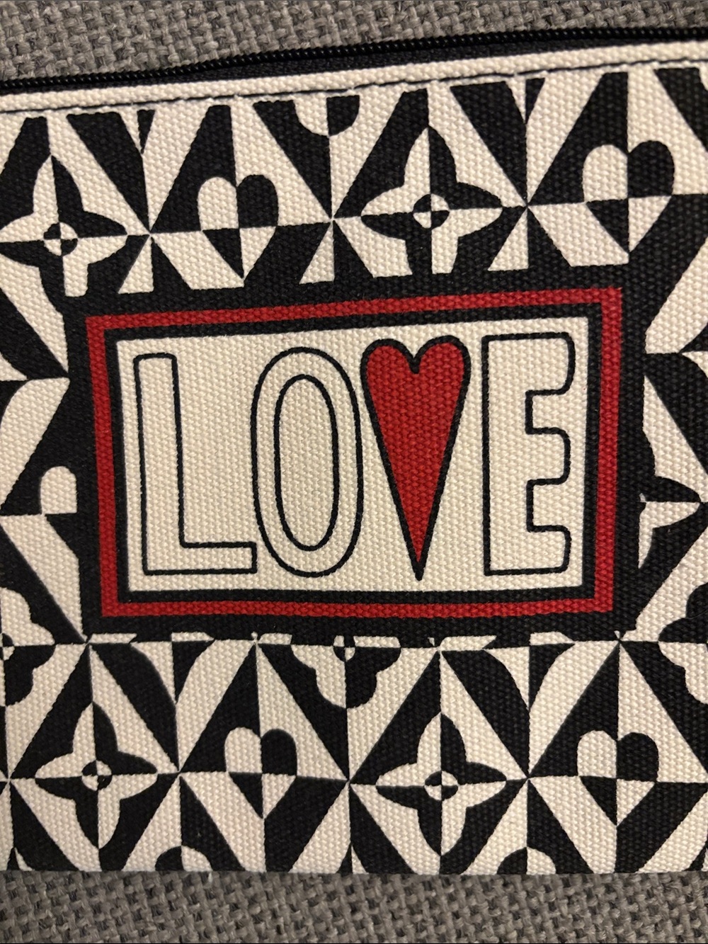 Brighton 3 LOVE cotton cosmetic / make up bags or pouches. Black, White & Red - Picture 5 of 8